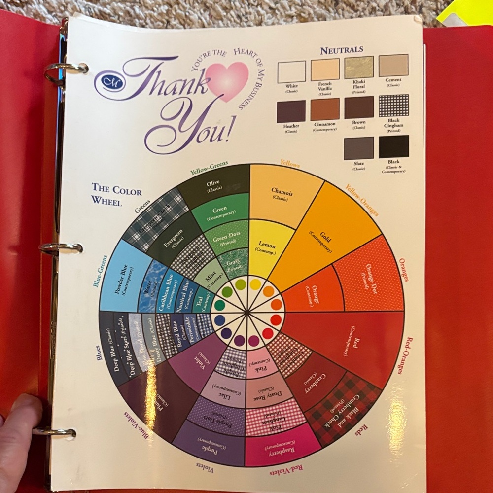 Creative Memories Thank You Color wheel & Crop Talk ideas pamphlet